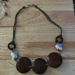 Antique necklace. wood and silver.